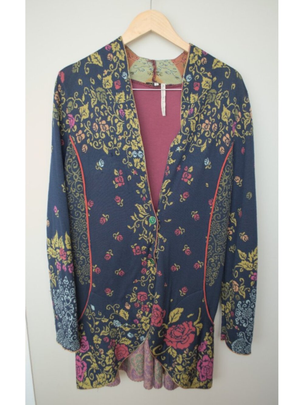IVKO navy floral wool cardigan